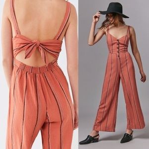 Urban Outfitters Peach Striped Jumpsuit